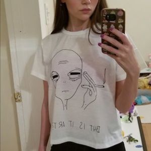 Graphic Alien with Cigarette Tumblr Tee
